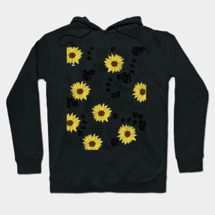 Sunflower and Black Floral Hoodie